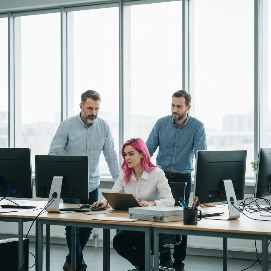 Equipo profesional de Vermann trabajando con tecnología